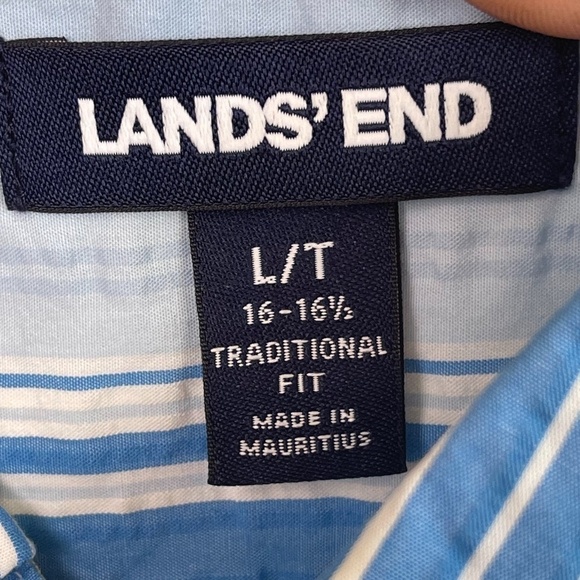 LANDS' END Seersucker Stripes Short Sleeve Shirt - 16-16.5 TALL Grampa Core NEW - Picture 4 of 9